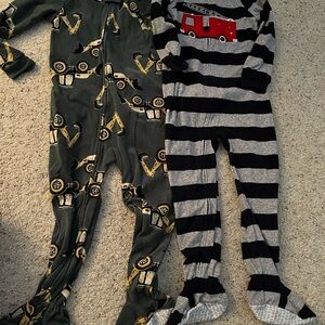 Carter's Green Construction and Black Striped Footies